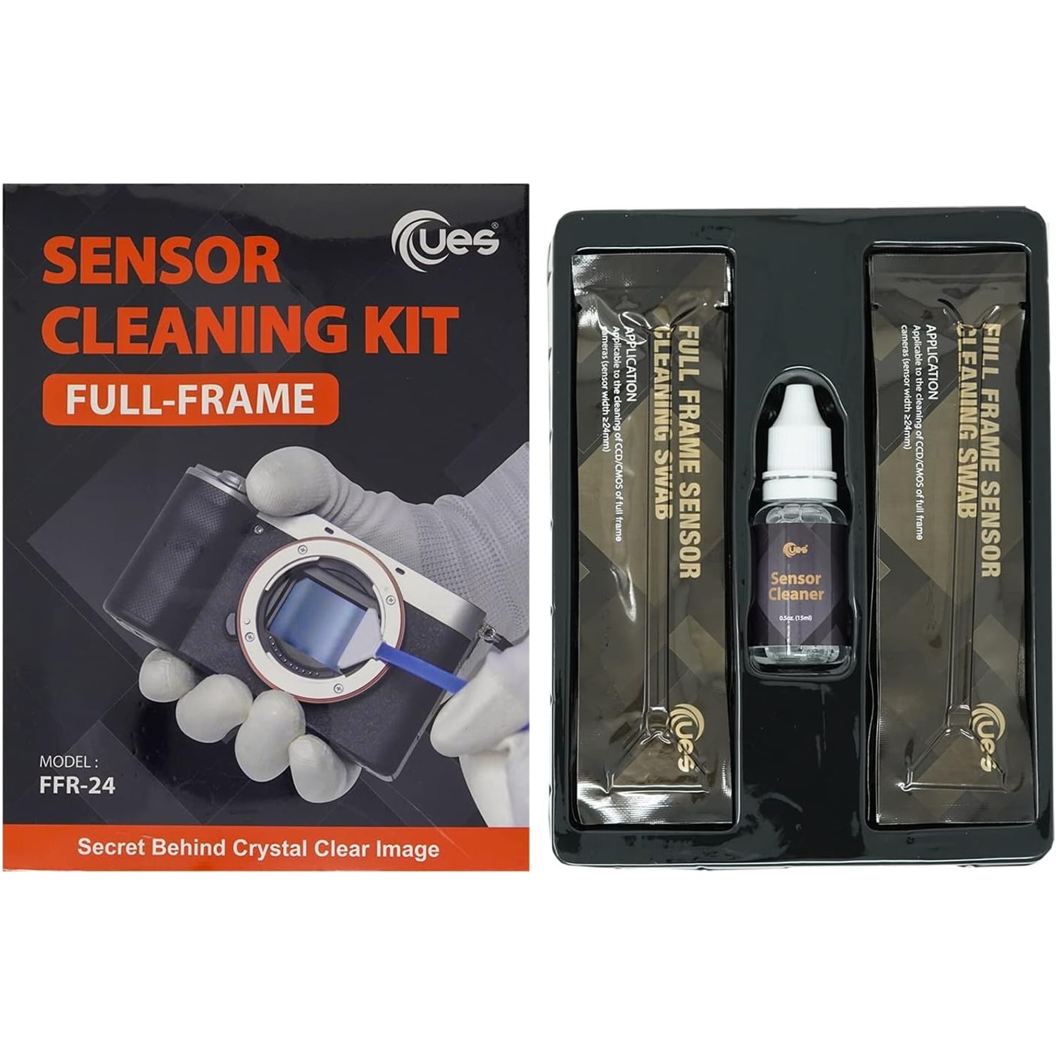 Full-Frame Camera Sensor Cleaning Kit (14 Swabs + 15ml Cleaner), detail view