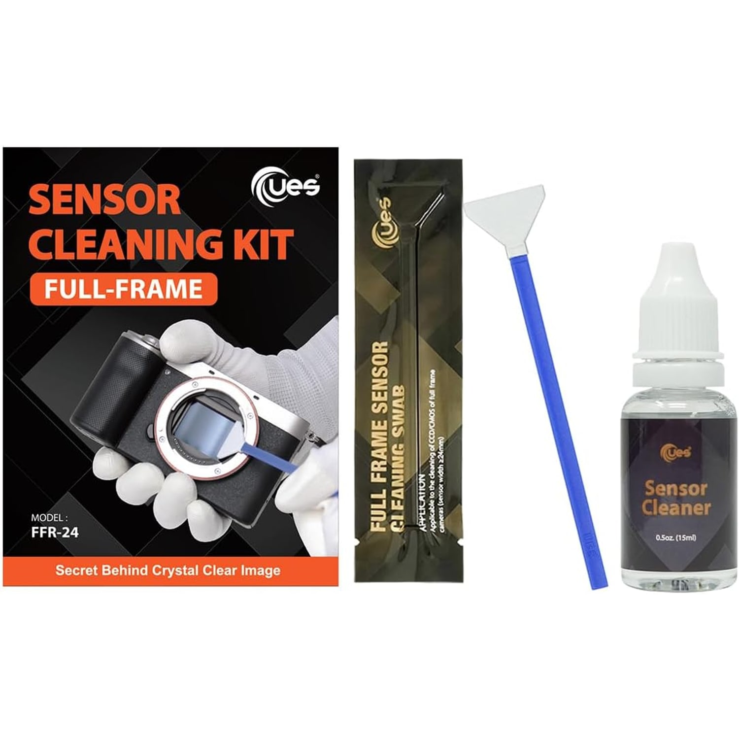 Full-Frame Camera Sensor Cleaning Kit (14 Swabs + 15ml Cleaner)