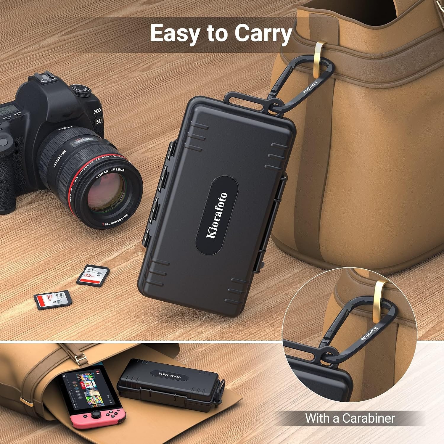 40-Slot SD Card Case with Carabiner and Labels: image 5