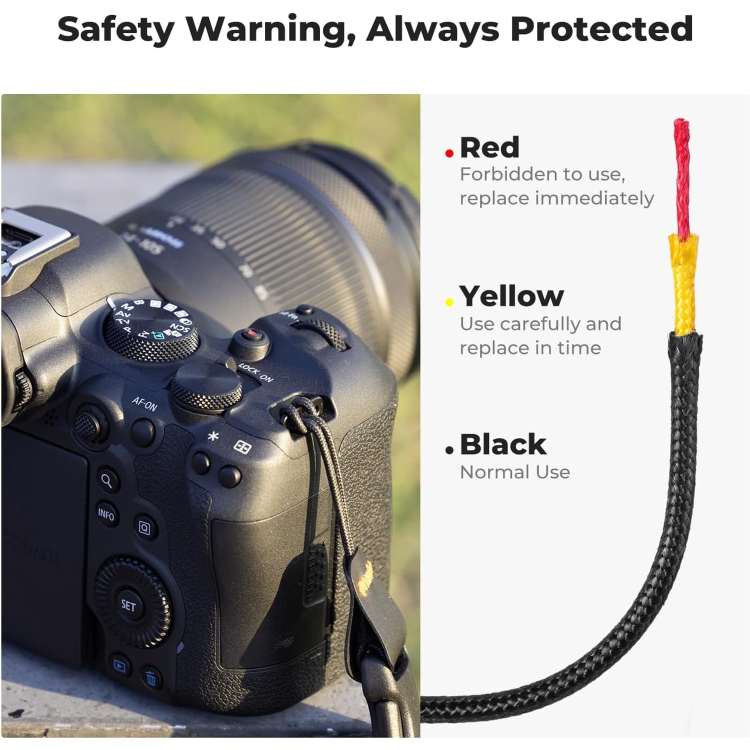 Wide Neoprene Camera Strap with Zip Pocket