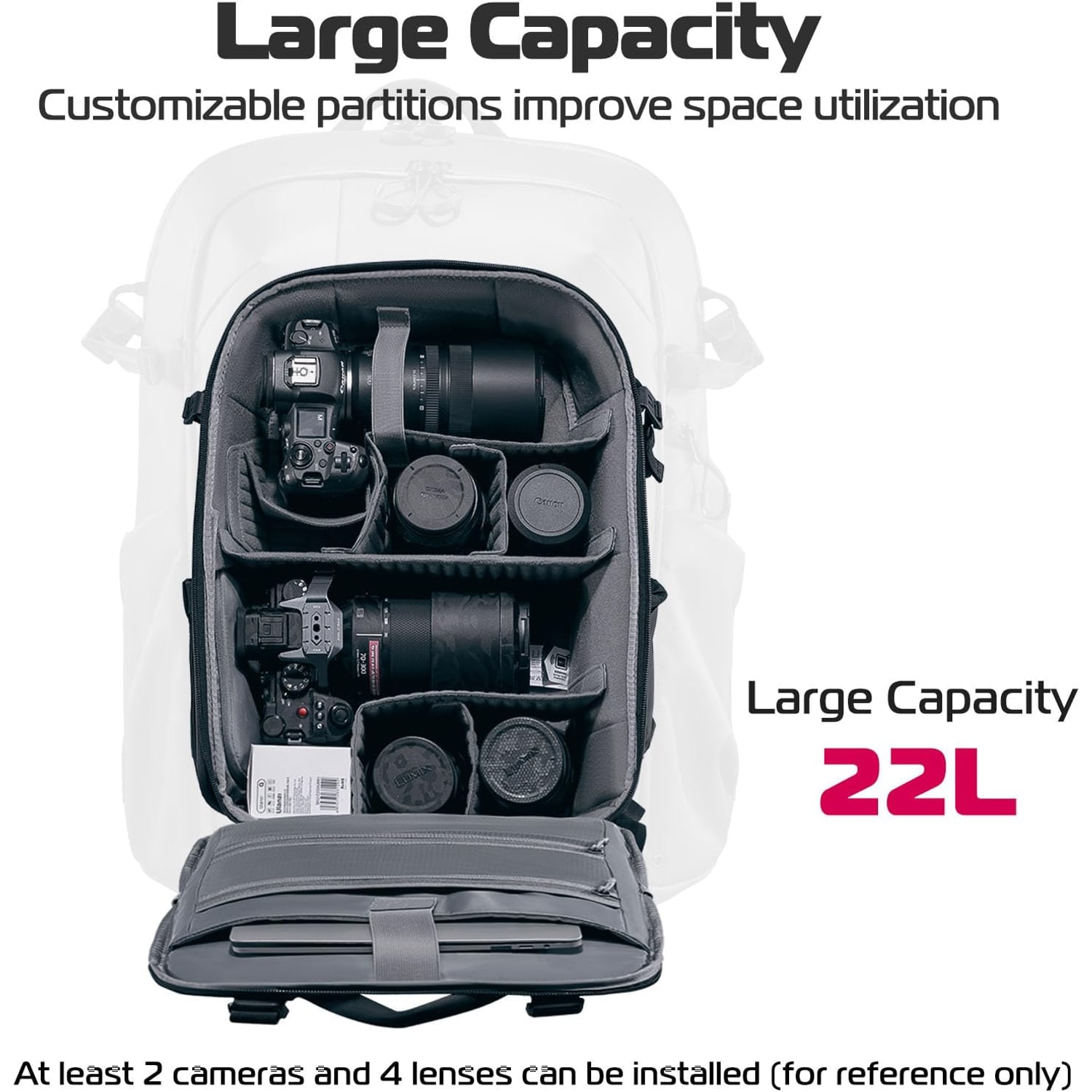 22L Camera Backpack with Laptop Sleeve