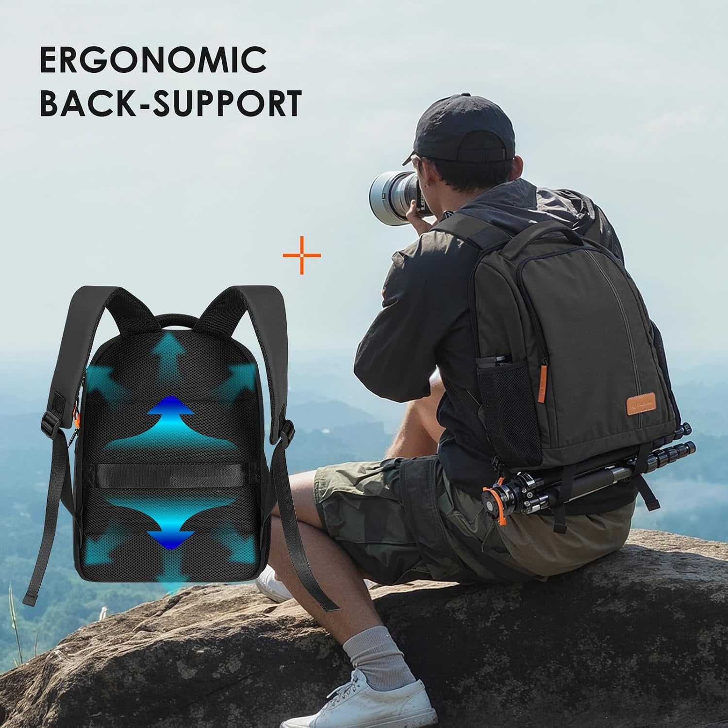 Compact Camera Backpack with 15-Inch Laptop Sleeve