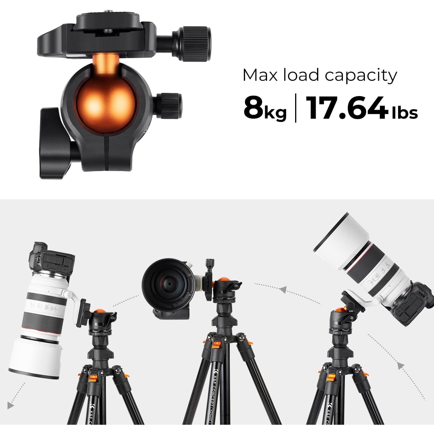 64 Inch Aluminum Travel Tripod with 36mm Ball Head