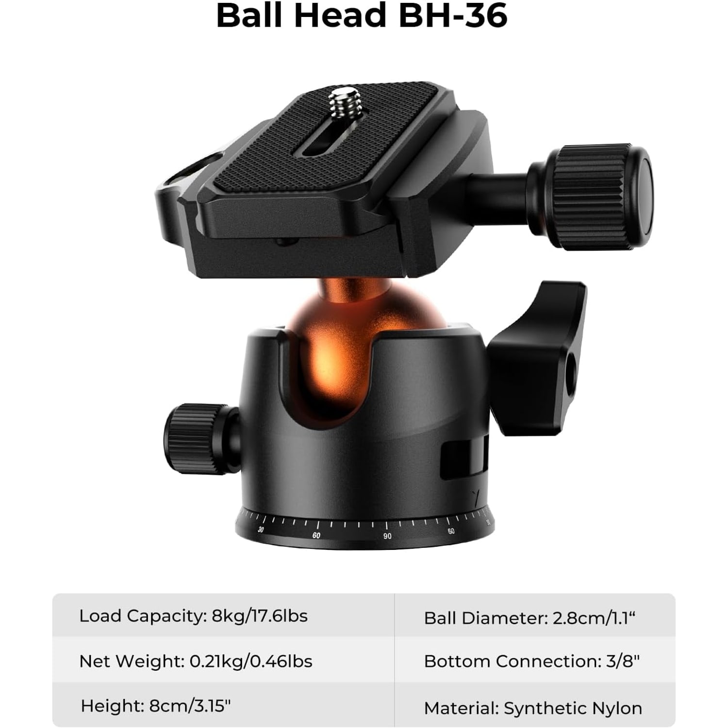 64 Inch Aluminum Travel Tripod with 36mm Ball Head