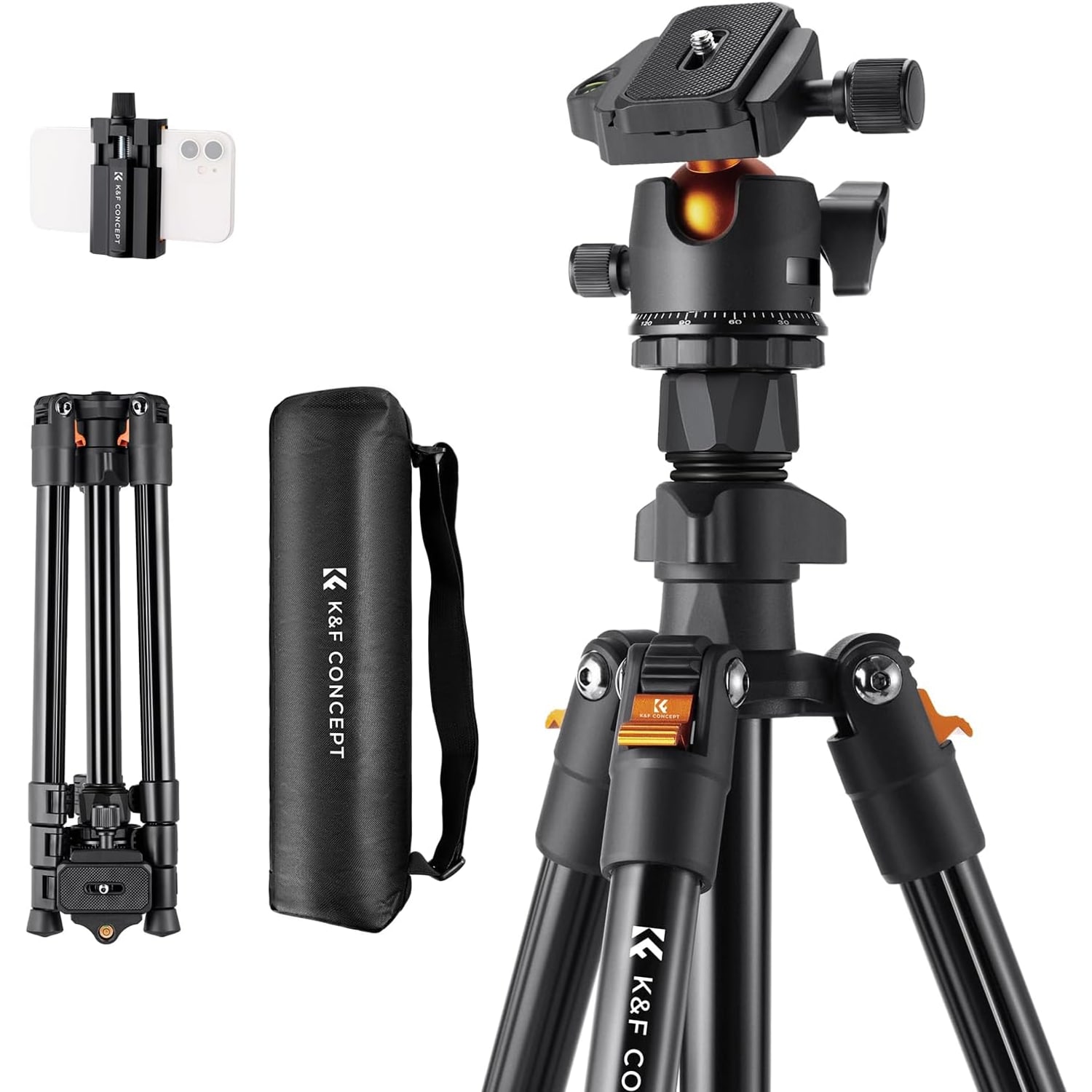 64 Inch Aluminum Travel Tripod with 36mm Ball Head