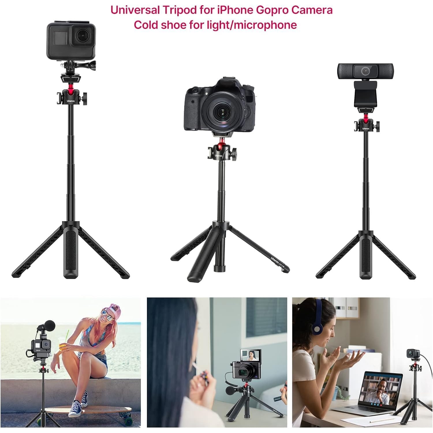 Mini Extendable Tripod with 360 Ball Head and Cold Shoe: image 2