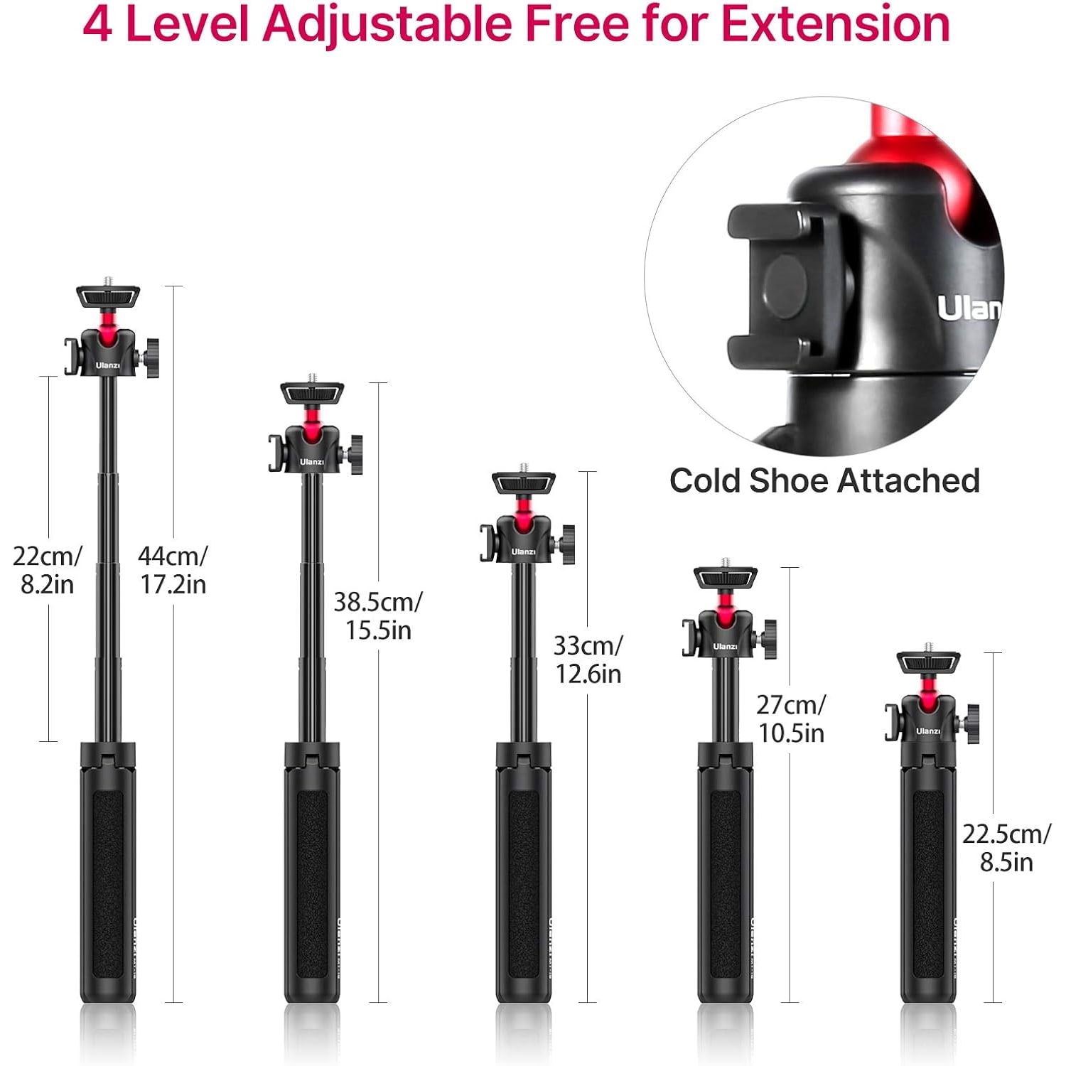 Mini Extendable Tripod with 360 Ball Head and Cold Shoe: image 4