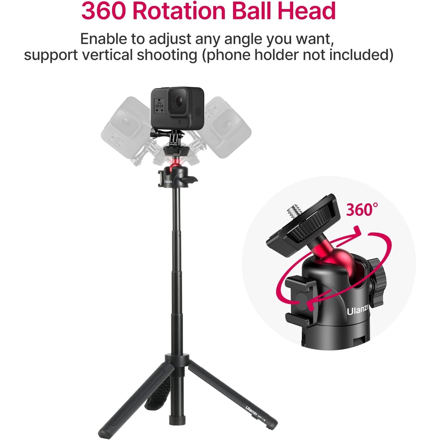 Mini Extendable Tripod with 360 Ball Head and Cold Shoe: image 5