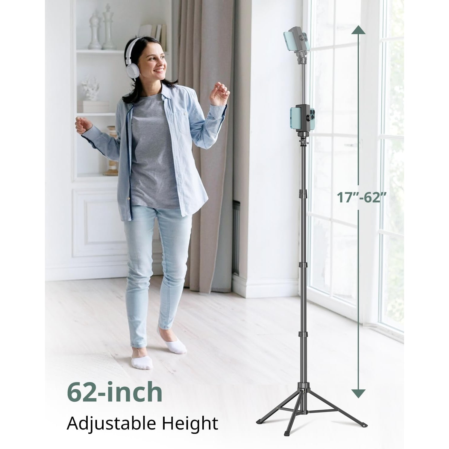 62-Inch Phone Tripod and Selfie Stick with Wireless Remote
