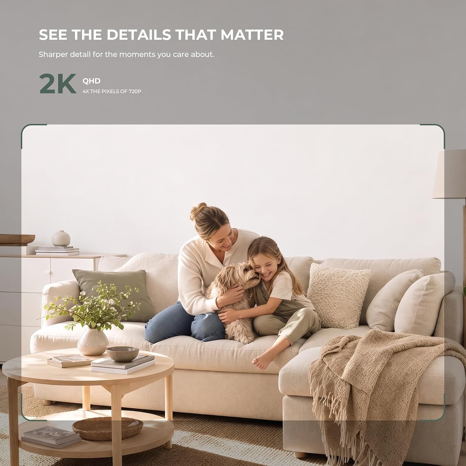 2K Indoor Security Camera with Pan and Tilt