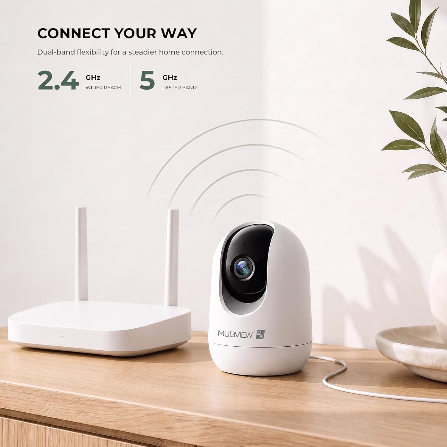 2K Indoor Security Camera with Pan and Tilt