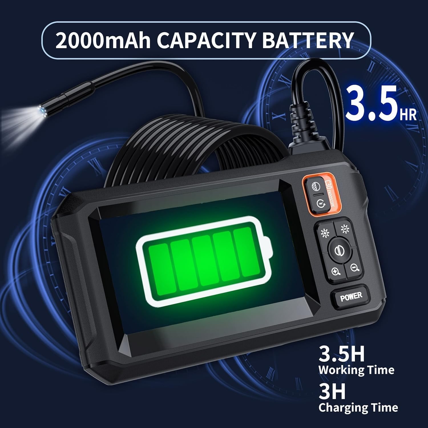 Endoscope Camera with 4.3 Inch Screen and LED Probe: image 2
