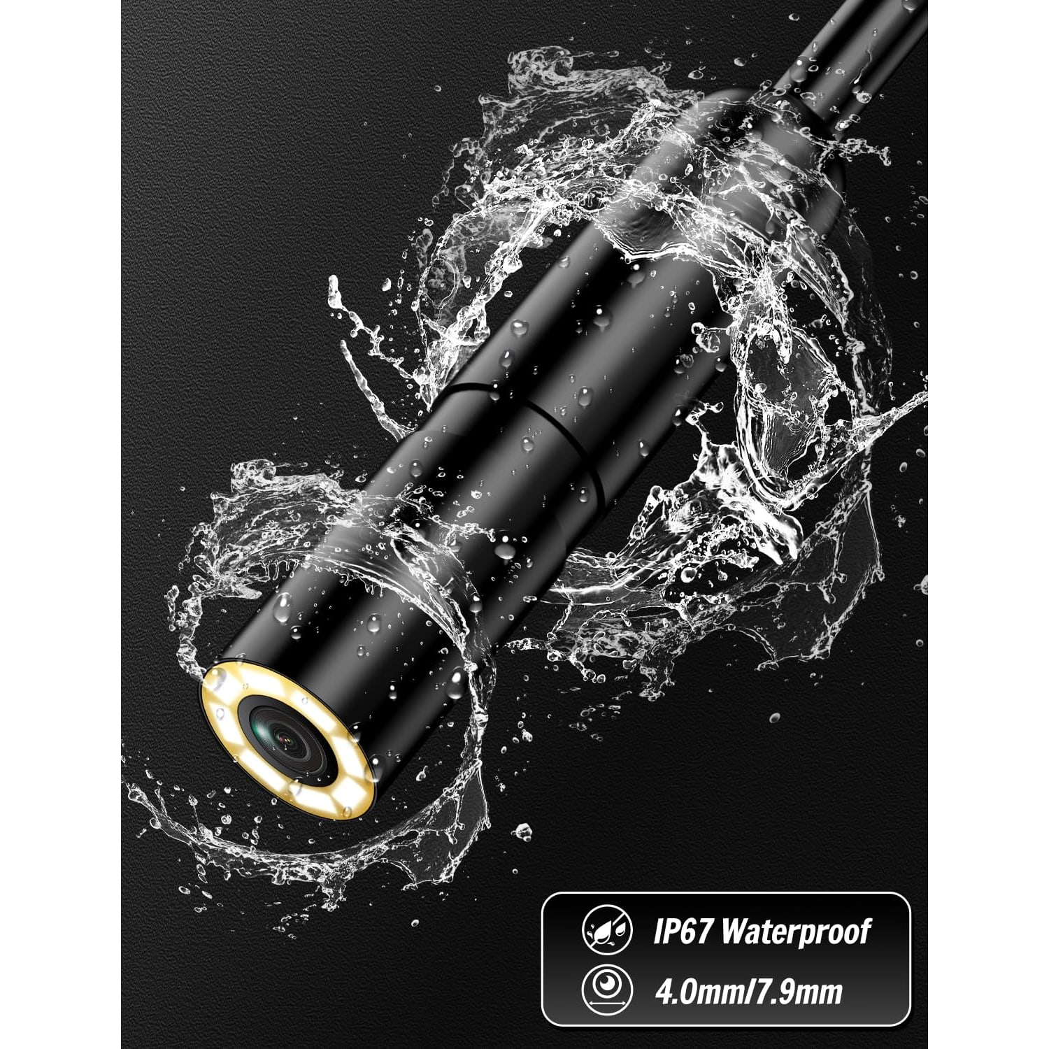 1920P Endoscope Inspection Camera with 16.4ft Semi-Rigid Probe