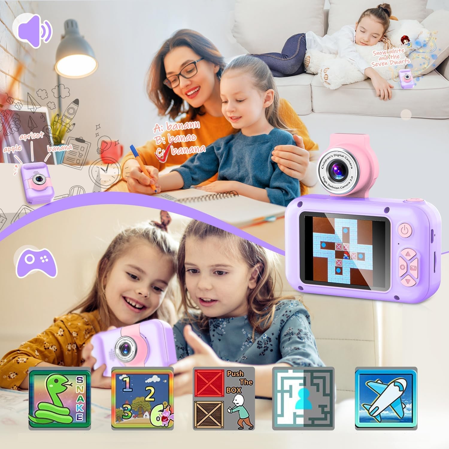 Kids Camera with 180° Flip Lens and 2.4" IPS Screen