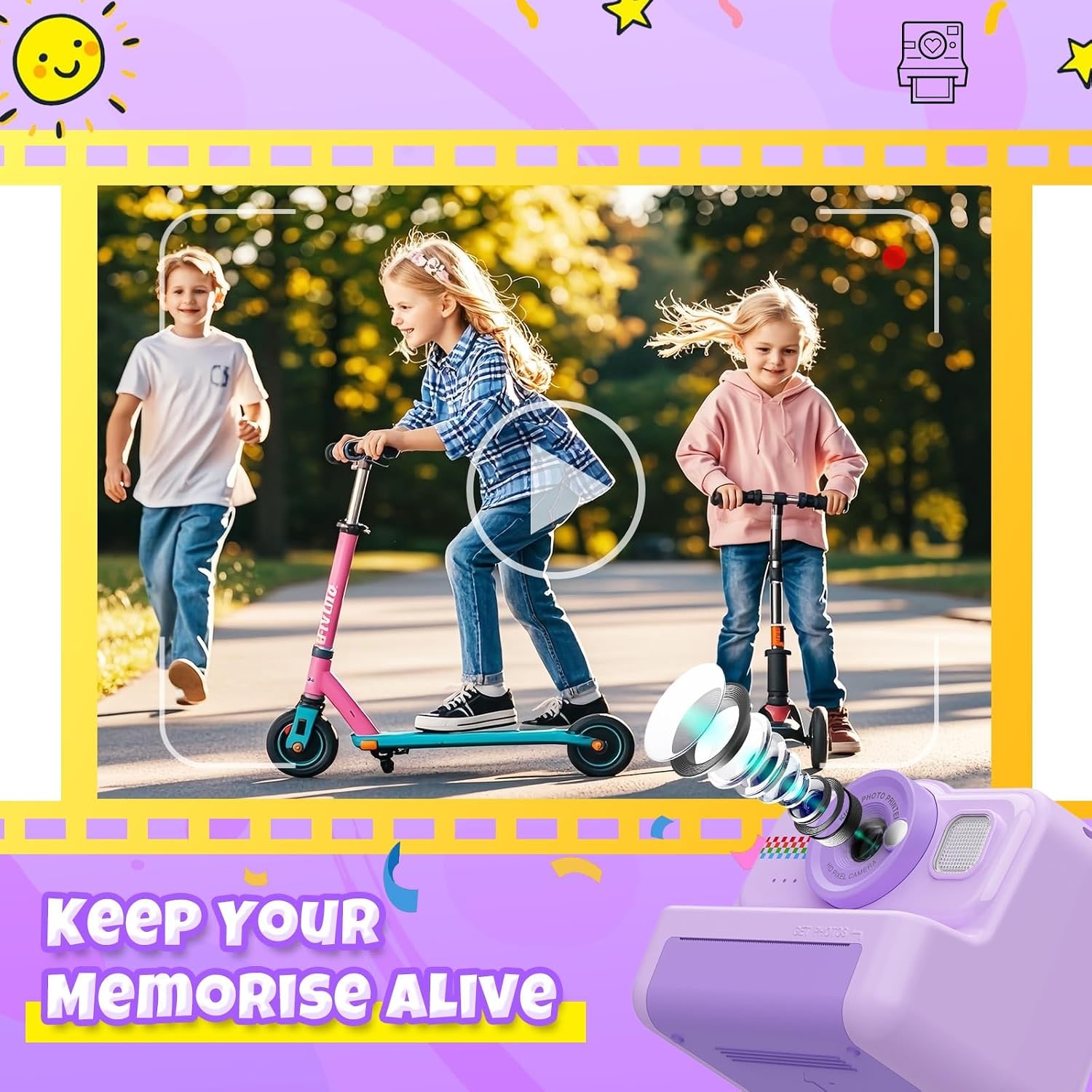 Kids Instant Print Camera with 32GB Card