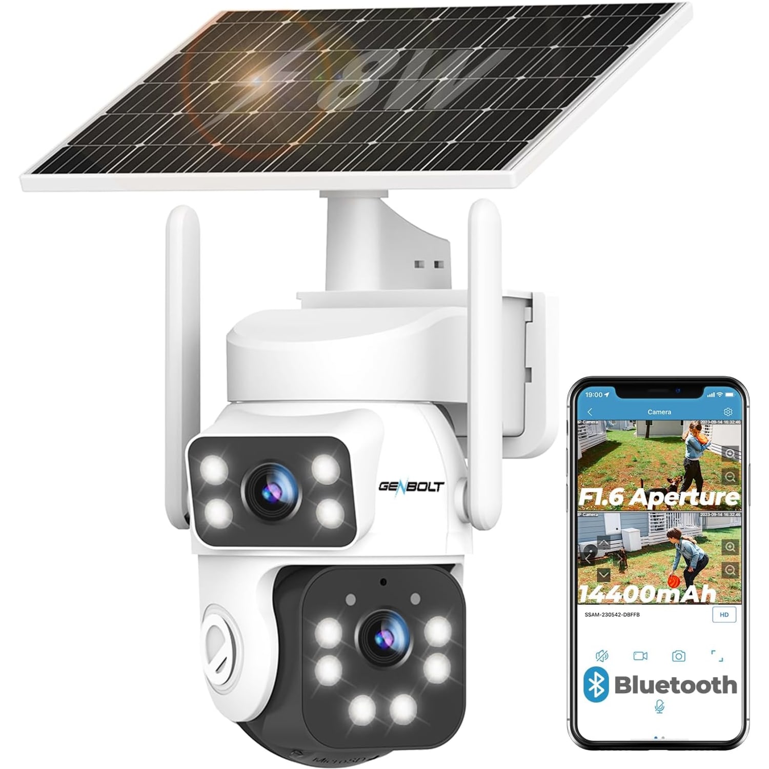 Solar Security Camera with 24/7 Recording and Dual Lens
