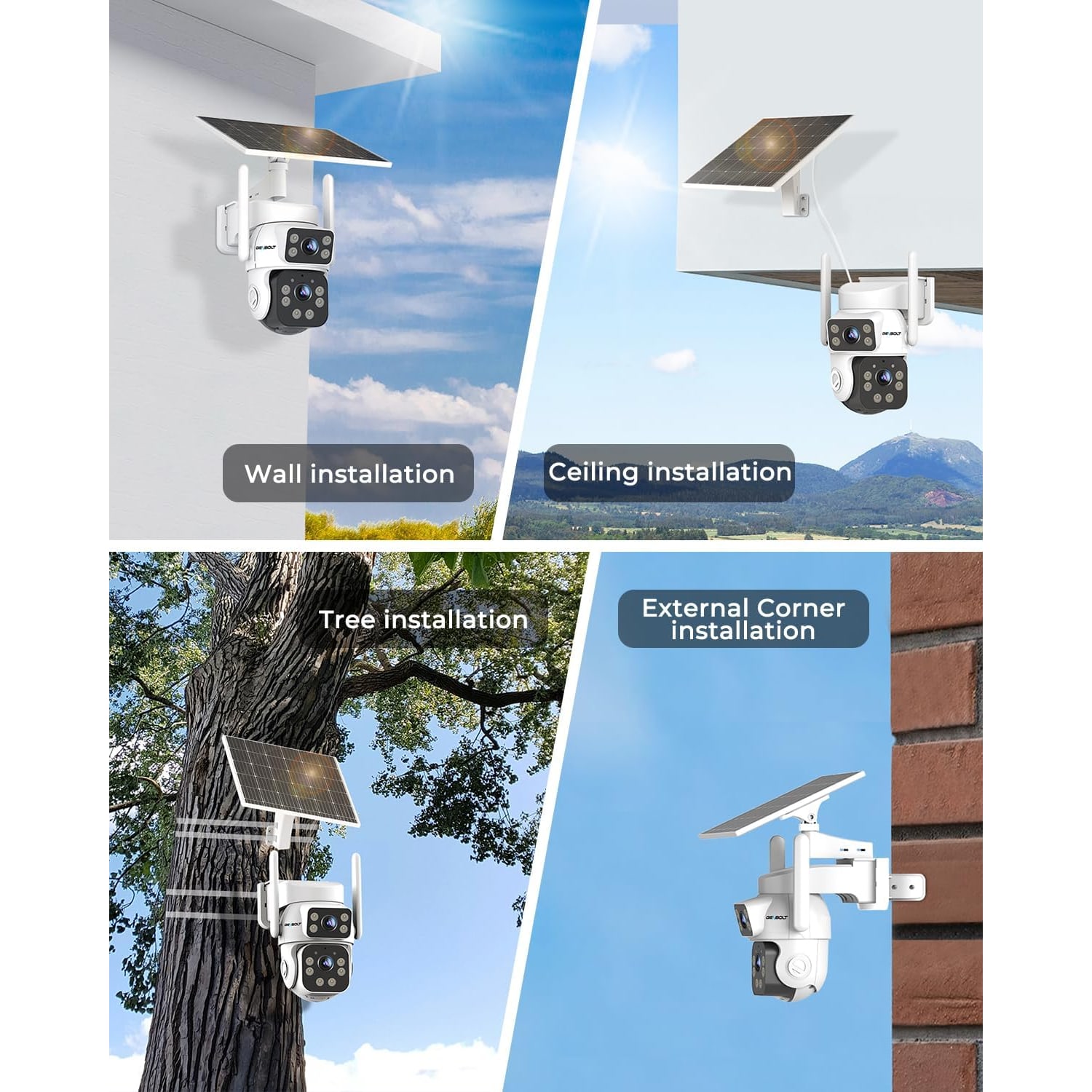 Solar Security Camera with 24/7 Recording and Dual Lens