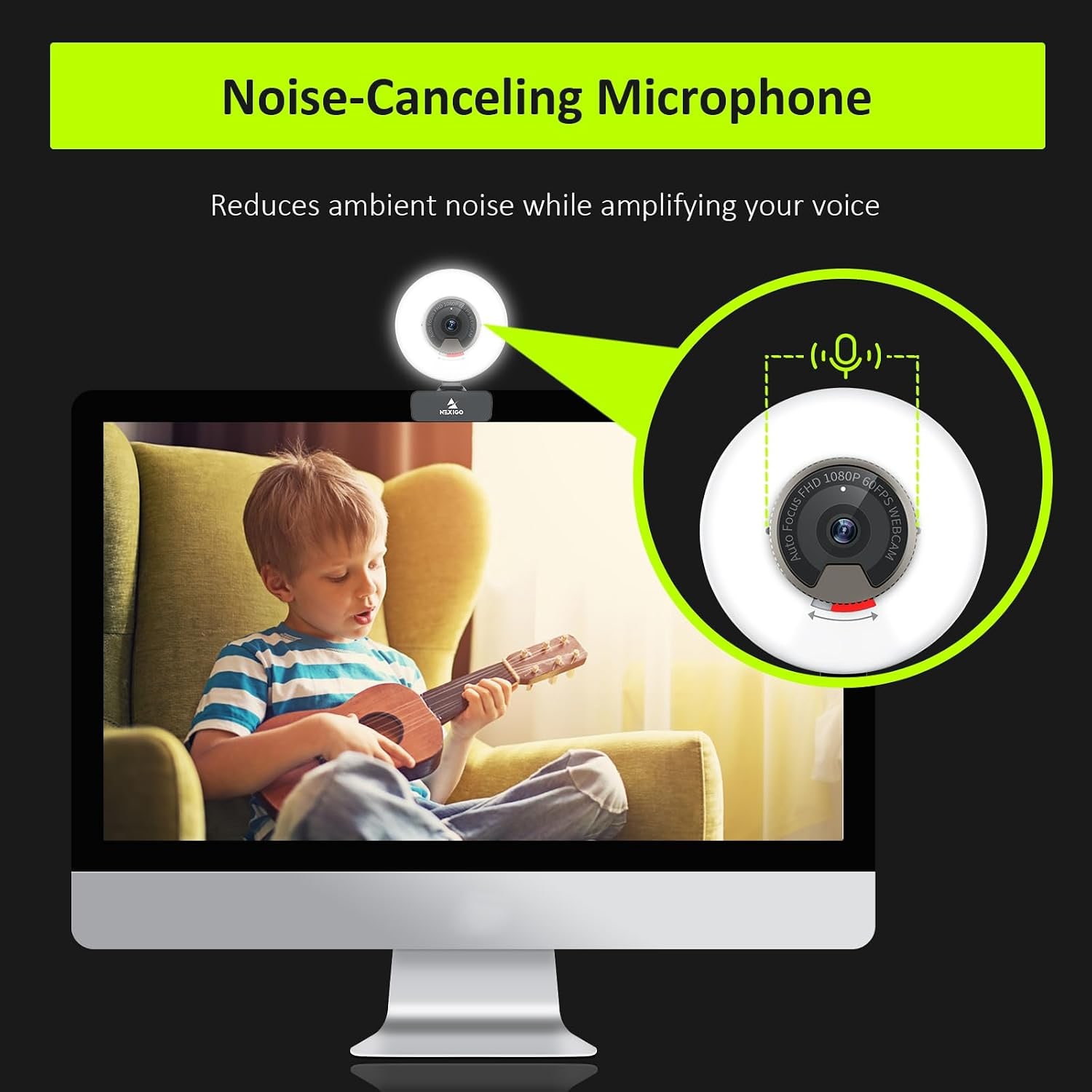 1080p 60fps Webcam with Ring Light