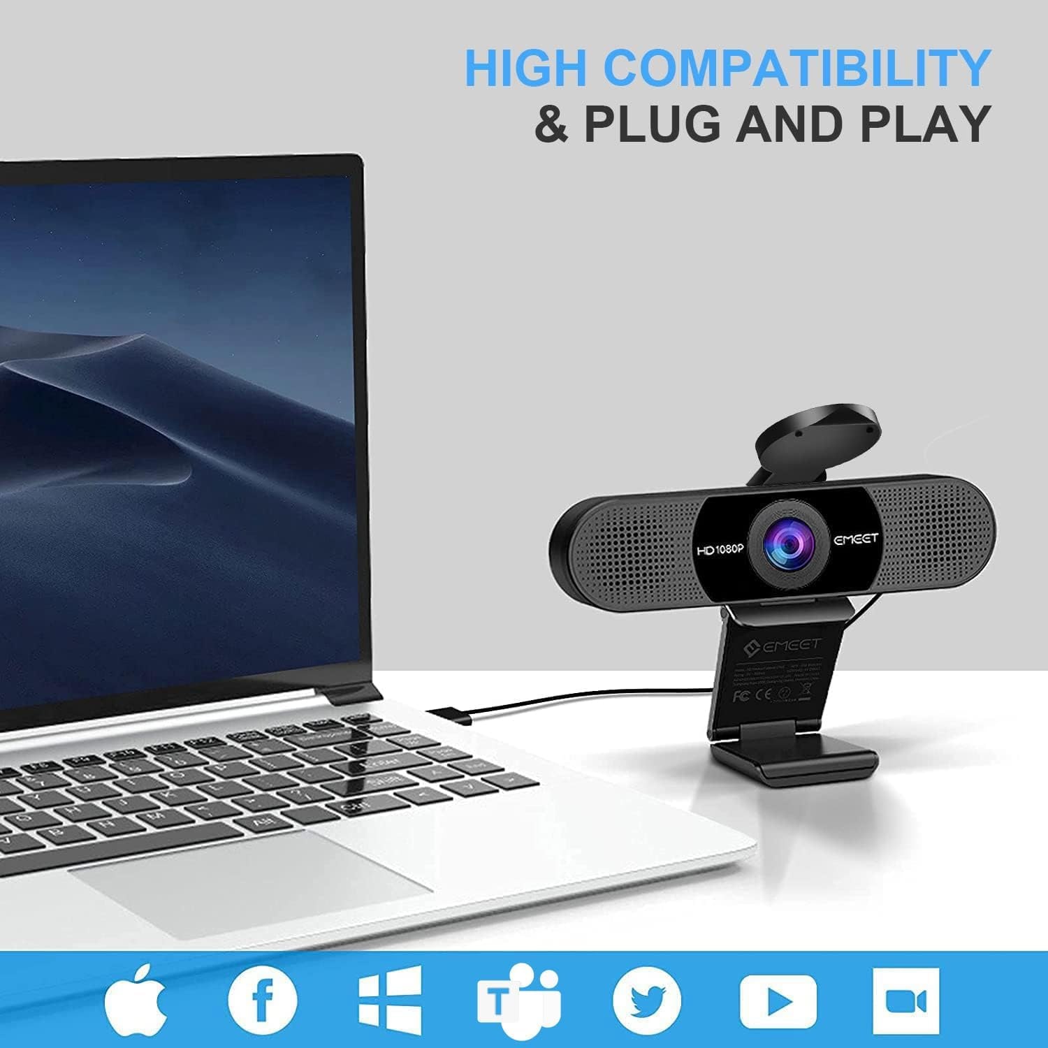 1080p Webcam with Dual Noise-Reducing Microphones: image 8
