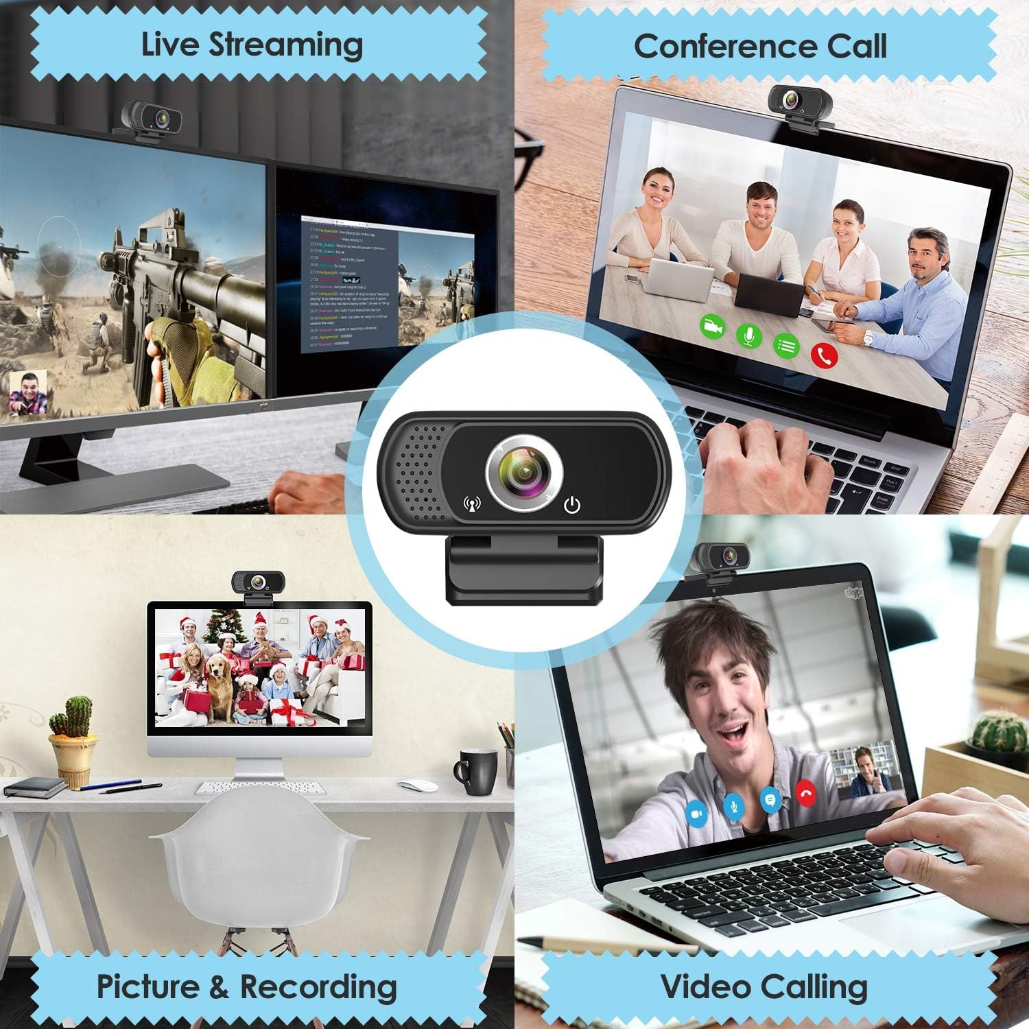 1080p Webcam with Tripod Stand and Privacy Cover: image 7