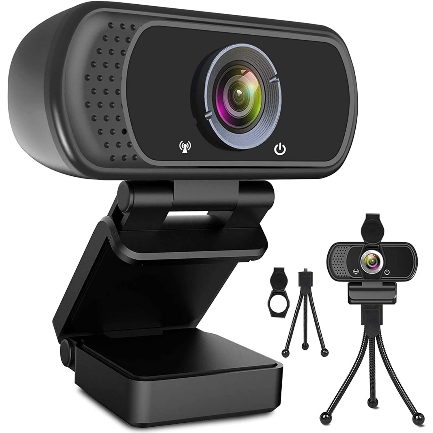 1080p Webcam with Tripod Stand and Privacy Cover