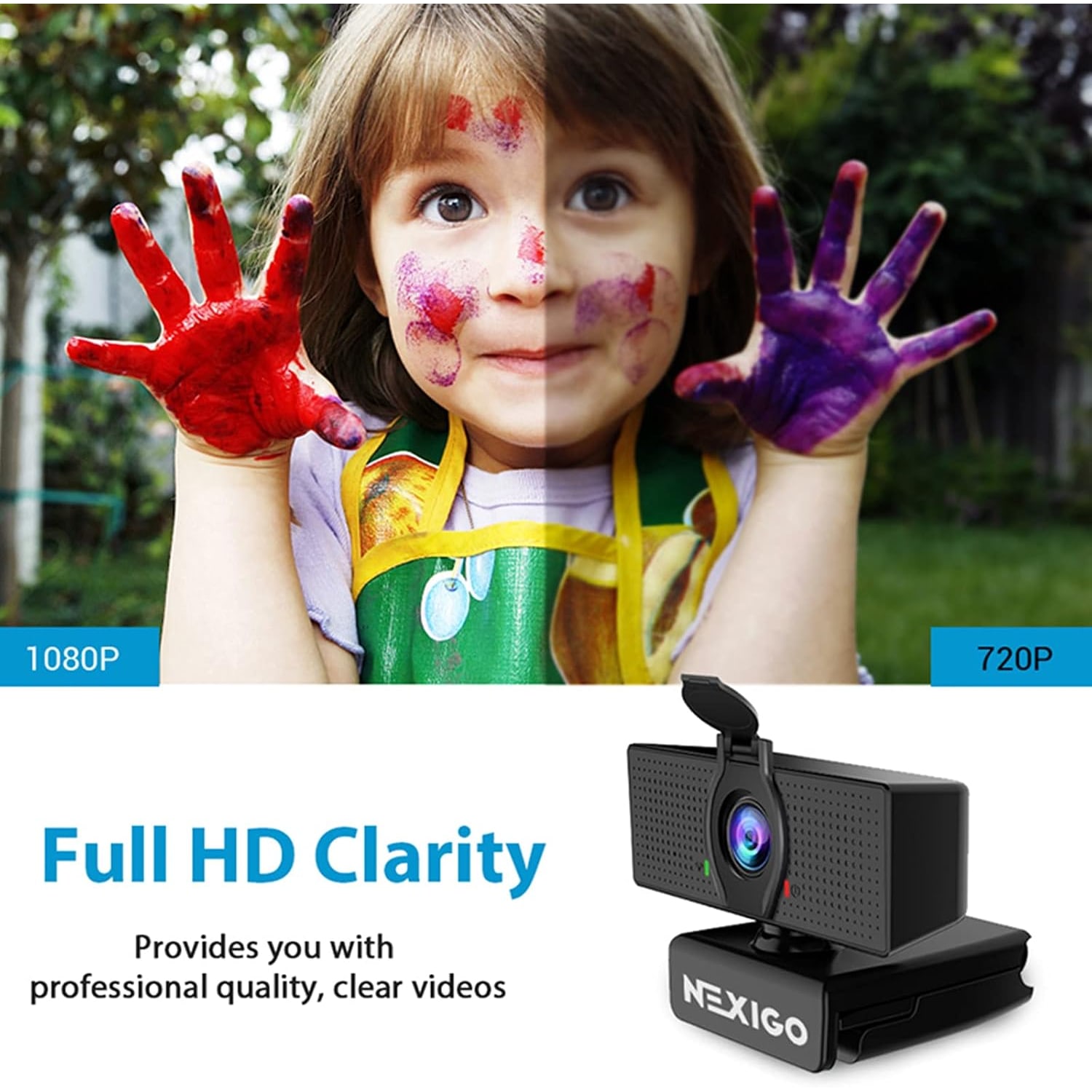 1080p Webcam with Zoom Control and Privacy Cover