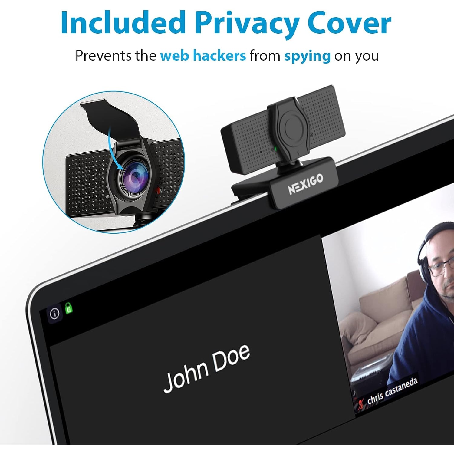 1080p Webcam with Zoom Control and Privacy Cover
