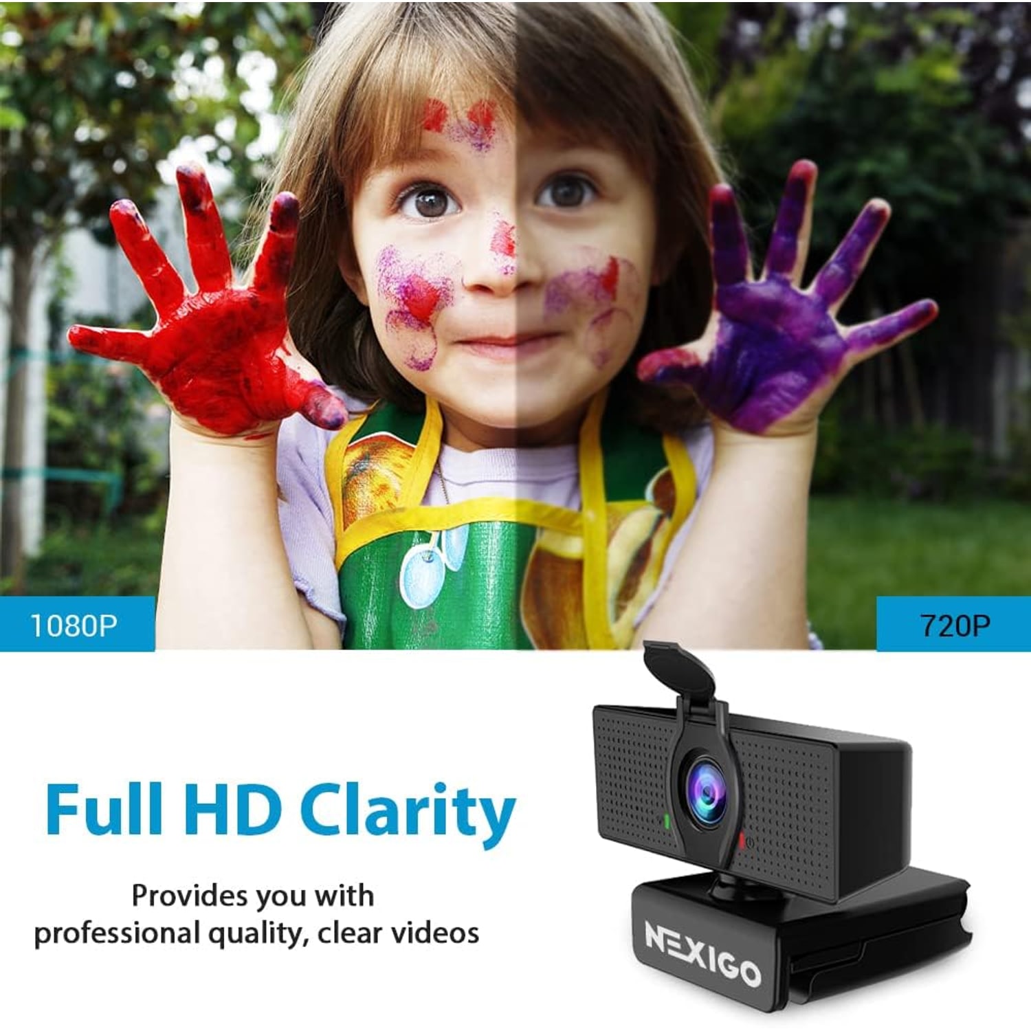 1080p Webcam with Zoom Control and Privacy Cover