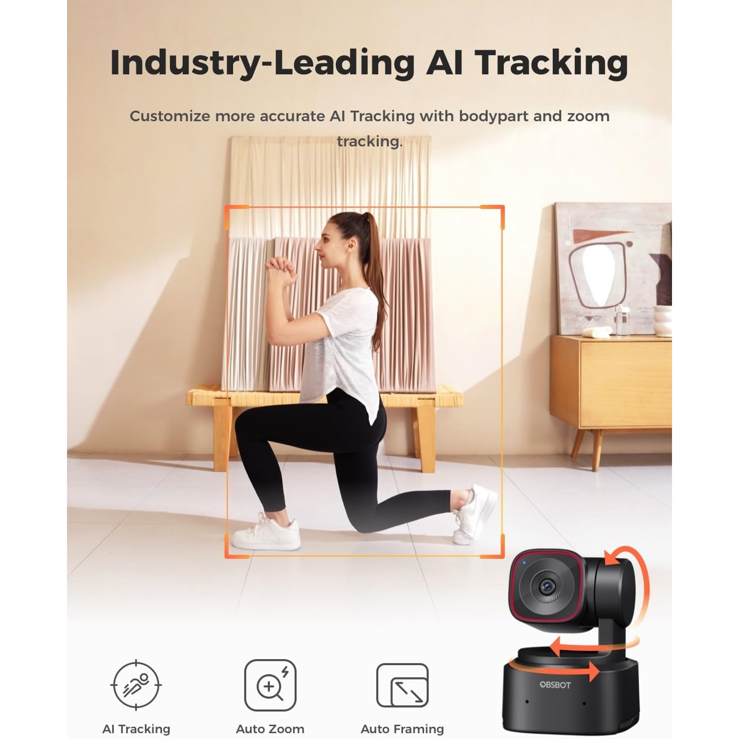 4K PTZ Webcam with AI Tracking and Gesture Control