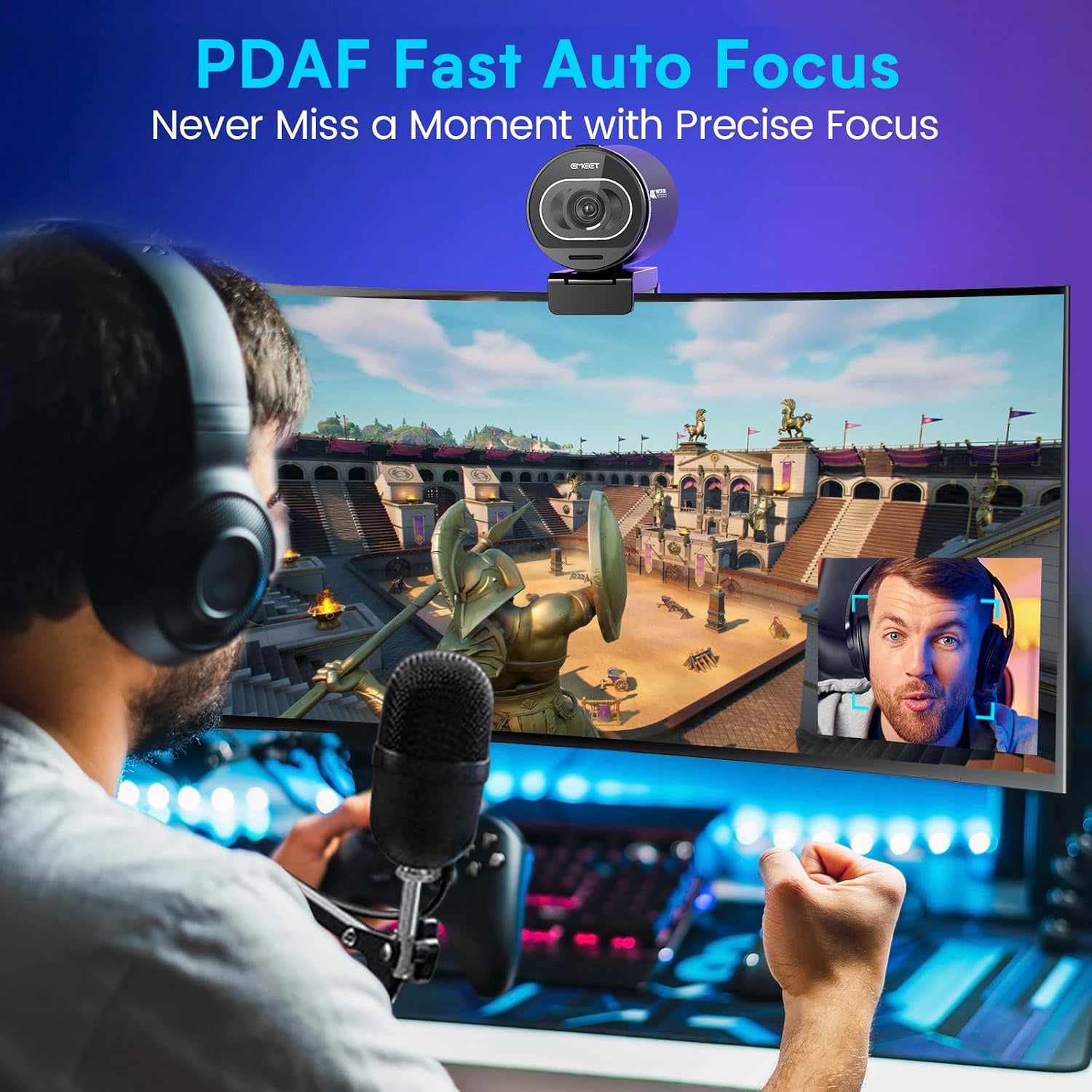 4K Streaming Webcam with PDAF Autofocus and Dual Noise-Cancelling Mics